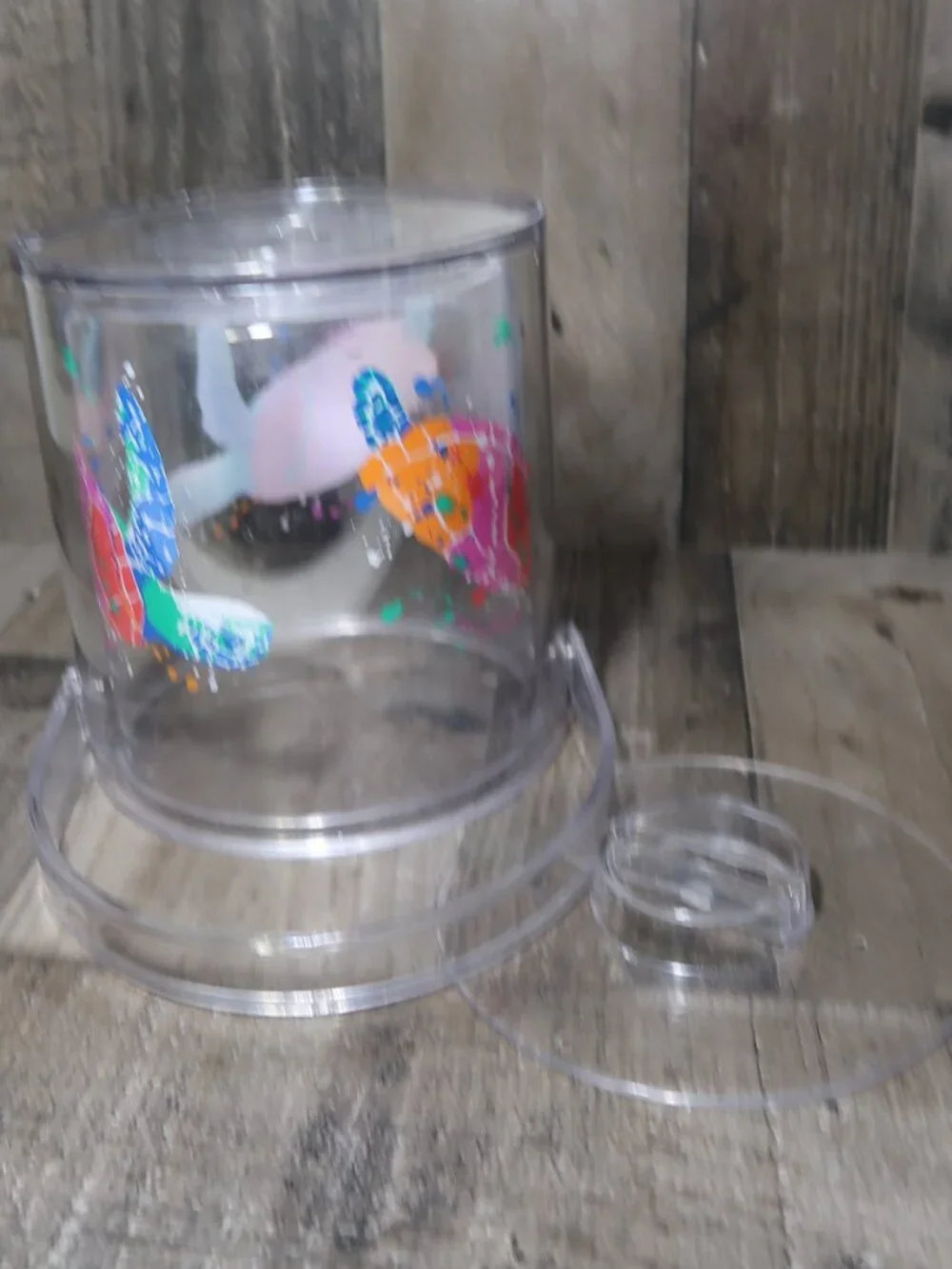 Vintage Lucite Tropical Sea Turtle Ice Bucket with Handle Clear Lid Acrylic